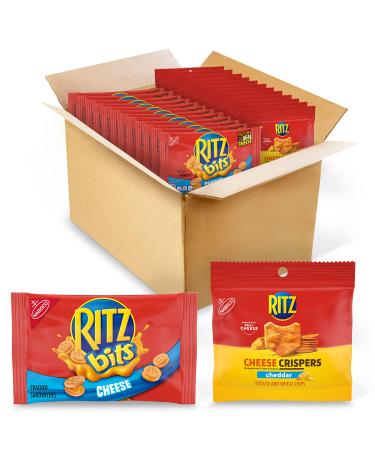 RITZ Bits Cheese Crackers & RITZ Cheese Crispers Cheddar Chips Variety Pack 48 Snack Packs