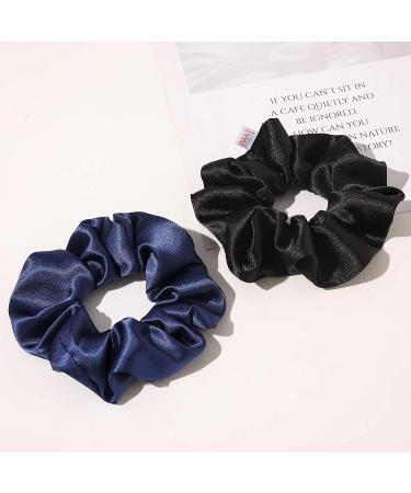 Silk Scrunchies for Hair - No Crease Hair Ties for Thick Curly Hair | Soft Ponytail Holders in White, Black, Navy, Gray - Buy Online on GoSupps.com