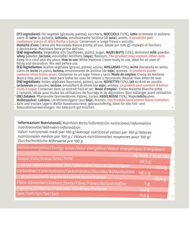 Hazelnut Cream Milk White Hazelnut 12% Spreadable and for Filling Cakes Croissant Dumplings Brioches Krapfen Swiss-roll and Pancakes. Gluten Free 500g - Buy Online on GoSupps.com