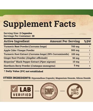 Nature's Base Turmeric & Ginger with Apple Cider Vinegar - 60 Capsules for Joint & Digestive Health - Buy Online on GoSupps.com