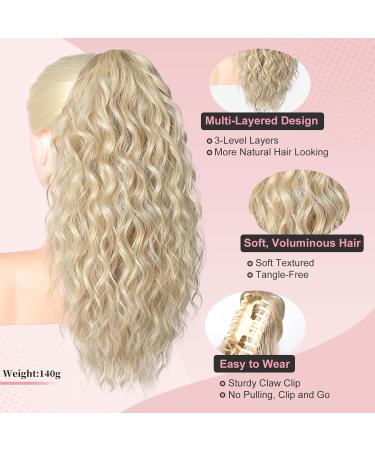 Brikabia 40cm Blonde Ponytail Extension - Curly Clip-In Hairpiece for Women | Premium Dirty Blonde Corrugated Extensions - Buy Online on GoSupps.com