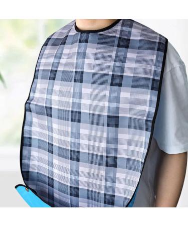 HACLEN Adult Bib for Women Men Plaid Pattern Feeding Bibs with Crumb Catcher Clothing Protectors with Snap Washable 1 - Buy Online on GoSupps.com
