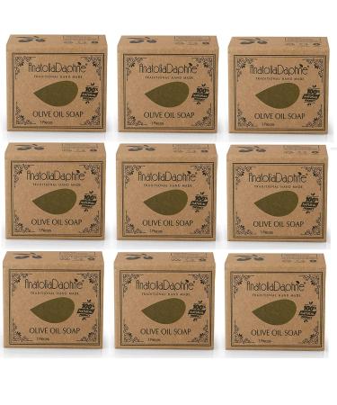 Olive Oil Soap Bar - Handmade 100% Pure Natural & Vegan - 5.7 oz Each Bar (9 Bars)