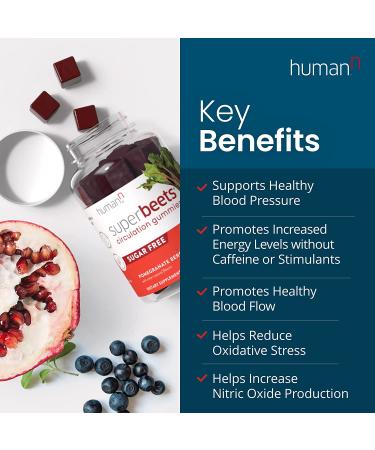 HumanN SuperBeets Sugar-Free Nitric Oxide Circulation Gummies - Heart Health Support with Grape Seed Extract & Non-GMO Beet Energy - Pomegranate Berry Flavor - 60 Count - Buy Online on GoSupps.com