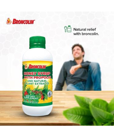 Broncolin Honey Syrup with Propolis & Natural Plant Extracts Refresh Your Throat with Elderberry Eucalyptus & Peppermint Oil 11.4 Oz Bottle Ship Internationally - Buy Online on GoSupps.com
