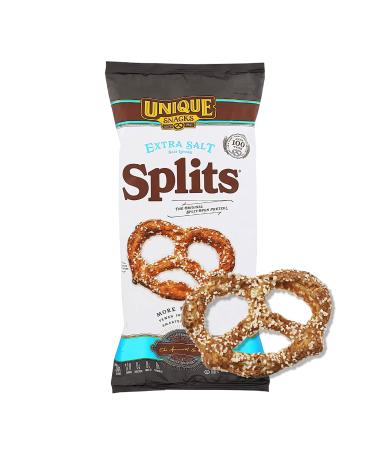 Unique Snacks Extra Salt Splits Pretzels, Delicious Homestyle Baked, Certified OU Kosher and Non-GMO, No Artificial Flavor, 11 Oz Bags (Pack of 12)
