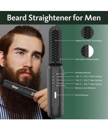 REHOYO Beard Straightener Comb for Men | Electric Hair Straightener & Beard Brush - Black | Ideal for Smooth & Tamed Beards - Buy Online on GoSupps.com