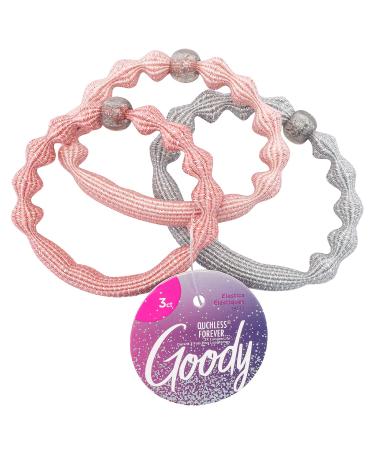 Goody Icy Holiday Forever Elastics - 3 Count Assorted - Hair Accessories for Men Women Boys and Girls to Style With Ease and Keep Your Hair Secured - Pain-Free For All Hair Types