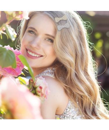 ANCIRS 4 Pack Rhinestone Crystal Hair Clips - Clear Hair Bow Barrettes for Women & Girls (2 Gold + 2 Silver) - Buy Online on GoSupps.com