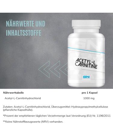 GN Laboratories Acetyl L-Carnitine 120 Capsules - 100mg Acetyl-L-Carnitine Hydrochloride - Made in Germany - Premium Energy & Focus Supplement - Buy Online on GoSupps.com