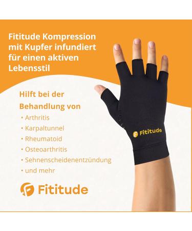 Fitude Copper Infused Compression Gloves - Half-Finger for Arthritis Relief Swelling & Joint Pain - XL Size - Buy Online on GoSupps.com