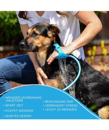 Aquapaw Dog Wash & Shower Attachment | Easy Pet Bathing Massaging & Cleaning | 8-Foot Hose Sprayer & Scrubber - Blue - Buy Online on GoSupps.com