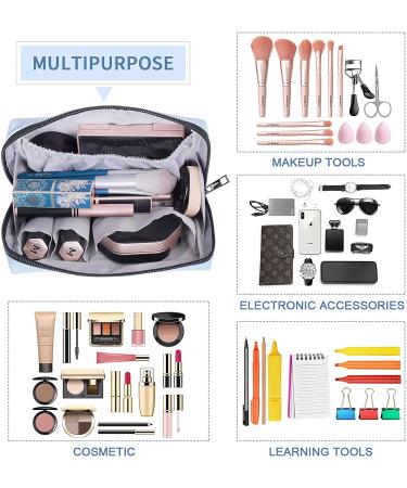 MAANGE Small Waterproof PU Leather Makeup Bag for Women - Light Blue - Buy Online on GoSupps.com