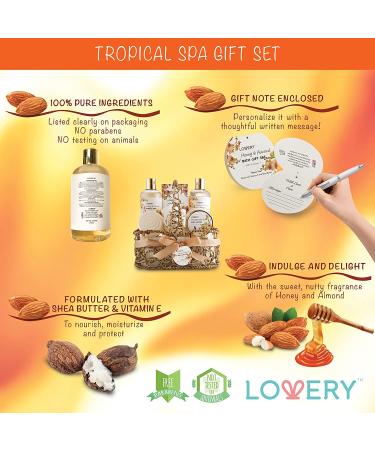 Luxury Home Spa Gift Basket - Honey & Almond Scent | Bath & Body Set for Men & Women - Buy Online on GoSupps.com