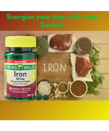 Iron 65mg Ferrous Sulfate- 200 Tablets (Pack of 1) - Buy Online on GoSupps.com