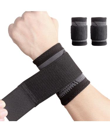 YUNYILAN 2 Pack Wrist Brace Carpal Tunnel, Wristbands Compression Wrist Strap, Wrist Wraps Support Sleeves for Work Fitness Weightlifting Sprains Tendonitis Pain Relief Breathable (Black, M) Black Medium (Pack of 2)