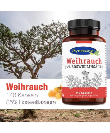 Ayursana Vegan Frankincense Capsules - 140 High-Dose 660mg Boswellic Acid Pharmacy Quality from Germany - Buy Online on GoSupps.com