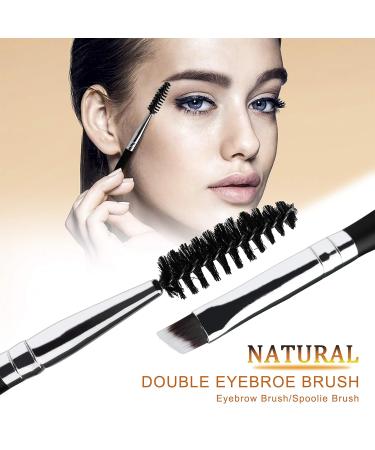 Buy Eyebrows Brush Dual Ended 2 in 1 Angled Eyebrow & Spool Brush - Mini Eyelash Brush Set (8 Pieces) - Perfect for Eyebrow Powder Application - Black - Buy Online on GoSupps.com
