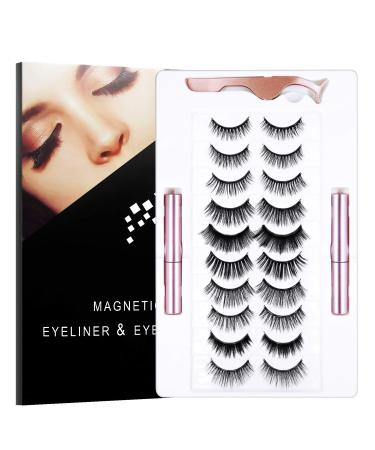 SENSIVO_GER magnetic eyelashes with eyeliner (10pcs) False Eyelashes Natural Look False Lashes Magnetic Lashes Eye Lashes Sets Pack Fake Eyelashes Magnetic Lashes Multipack False Eye Lashes