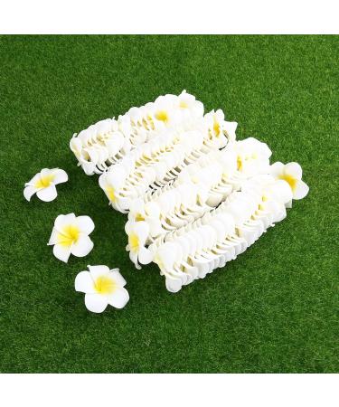 Minkissy 100Pcs 6CM Hawaiian Plumeria Foam Flowers - Artificial Frangipani for DIY Hair Hat Wedding & Beach Party Decor (White) - Buy Online on GoSupps.com