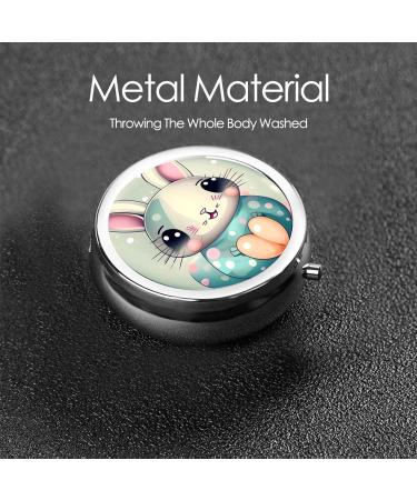 Pink Cartoon Bunny Pill Box - 3 Compartment Round Organizer for Travel | Portable Travel Pill Box - Buy Online on GoSupps.com