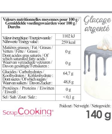 Scrapcooking Drip Cake Glasur Silver 140g - Quick-Drying Cake Glaze for Drip Cakes Cookies & Donuts - Metallic Glitter Decoration - Buy Online on GoSupps.com