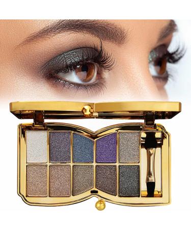 10 Colors Sparkle Shimmer Eyeshadow Palette Gold Eyeshadow Shimmer Makeup Palette Highly Pigmented Long Lasting Makeup Set Eye Shadow Palette Makeup 03
