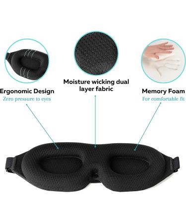 SmelloCat 3D Memory Foam Sleep Eye Mask - Black | Light Blocking, Moisture Wicking for Travel, Yoga & Daylight Sleeping | Unisex Ergonomic Design - Buy Online on GoSupps.com