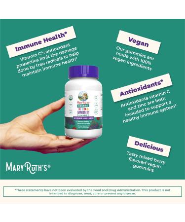 MaryRuth's Kids Immune Support Gummies - USDA Organic Vitamin C, Zinc & Elderberry - Vegan & Gluten-Free - 60 Count - Buy Online on GoSupps.com