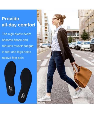 LTOHOE Memory Foam Insoles for Women - Shock Absorbing Shoe Inserts for Foot Pain Relief - Comfortable Inner Soles for Running, Hiking, Sneakers - 8mm Black, US 8.5 - Buy Online on GoSupps.com