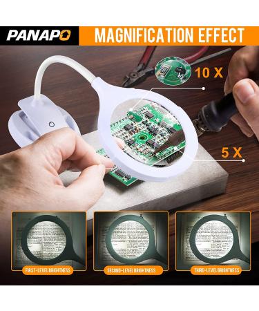 Table & Desk LED Magnifying Glass with Light and Stand - 5X 10X USB Magnifier Lamp for Close Work, Reading, Hobbies, Repair, Painting, Sewing - Buy Online on GoSupps.com