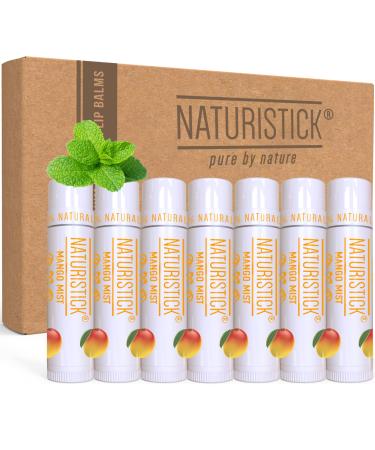 7-Pack Mango Lip Balm Gift Set by Naturistick. 100% Natural Ingredients. Best Beeswax Chapstick for Dry Chapped Lips. Made in USA