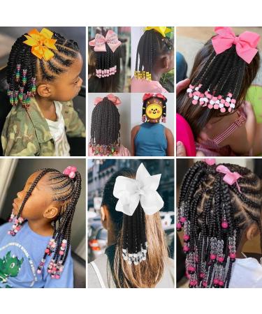 Kids Ponytail With Beads Braids Hair Extension Detachable Synthetic Curly Hairpieces With Bows Protective Easy Hairstyle For Girls Toddlers Children Gift Box Braids-9 Inch BOX-9inch-Black&White-Black Hair Clip - Buy Online on GoSupps.com