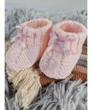 Royal Icon Newborn Baby Booties with Bow | Soft Knitted Bootees for Boys & Girls | 0-3 Months | Ideal for Indoor & Outdoor Use | RI354 - Pink - Buy Online on GoSupps.com