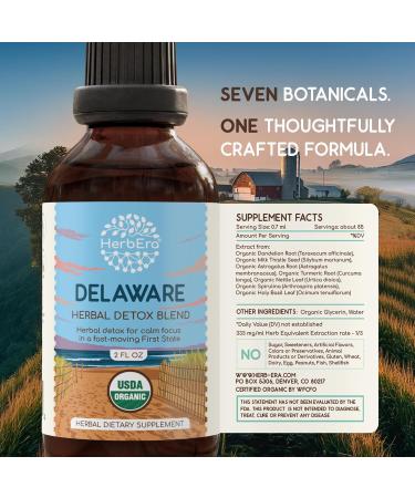 HerbEra Delaware Herbal Detox Blend - USDA Organic Extract Made in USA | Immune & Liver Support Liquid Drops | Astragalus Dandelion Root Milk Thistle Turmeric Holy Basil | 2 fl oz - Buy Online on GoSupps.com