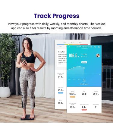 Etekcity Bluetooth Body Fat Scale - Smart Personal Scale for Weight BMI Muscle Mass & More - 180kg Capacity - Includes Batteries - Black ESF28 - Buy Online on GoSupps.com