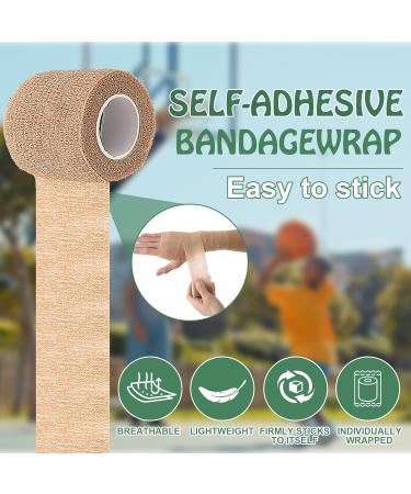 24 Pack Self Adhesive Bandage Wrap - 2 Inch x 5 Yards Cohesive Athletic Tape for Sports Vet Wrap & More - Buy Online on GoSupps.com