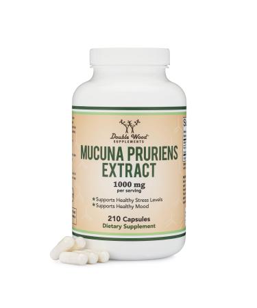 Mucuna Pruriens Extract - Dopamine Boosting Supplement - 210 Capsules, 1,000mg Per Serving, 20% L Dopa (from Velvet Beans) (for Mood and Motivation Support) by Double Wood Supplements