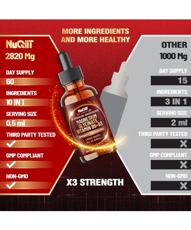 10in1 Magnesium Glycinate Liquid Drop - Omega-3 Ashwagandha Root L-Theanine Turmeric Rhodiola Rosea Maximized Absorption Magnesium Complex Supplement - 1 FL Oz - 2 Month Supply - Buy Online on GoSupps.com