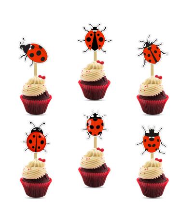 Seyal Ladybugs Cupcake Topper