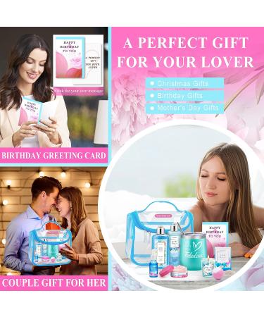 Birthday Spa Gift Set for Women - Lotus Rose Bath & Body Works Baskets | Perfect Present for Mom, Sister, Wife, Auntie | Blue Women's Bubble Bath - Buy Online on GoSupps.com