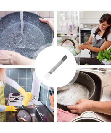 Stove Top Scraper Tool - 2-in-1 Cooktop Cleaning Double Head Scraper with Brush | Non-Slip Household Scraper for Putty and Grease Grime Cleaning for Sinks Faucets Stoves Elbow - Buy Online on GoSupps.com