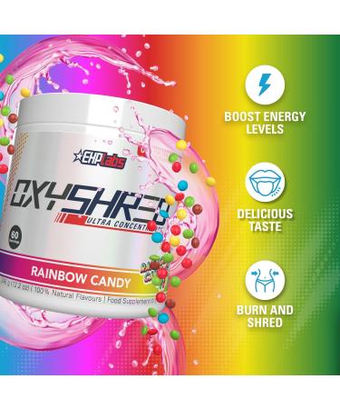 EHP Labs OxyShred Pre Workout Powder - Preworkout Powder with L Glutamine & Acetyl L Carnitine, Energy Boost Drink - Rainbow Candy, 60 Servings - Buy Online on GoSupps.com