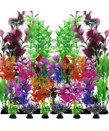 Quozuo 25 pieces aquarium plants decoration artificial aquarium plants colorful plastic plants decoration for aquarium artificial plants aquarium decor small to large - Buy Online on GoSupps.com