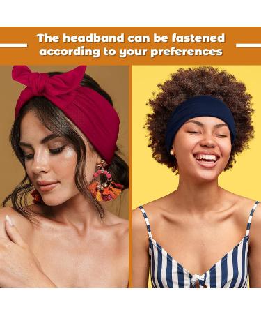 Adjustable Knotted Headbands Set for Women - Non-Slip Elastic Hairbands in Black, White, Wine Red, Navy Blue - Head Wrap for Girls - Buy Online on GoSupps.com