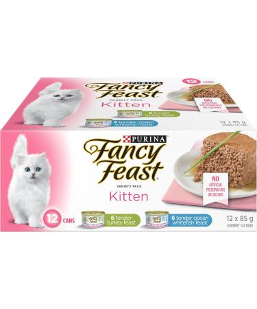 Fancy Feast Wet Kitten Food Variety Pack 2 Flavours - 85 g (12 Pack) & Fancy Feast Wet Cat Food Cheddar Delights Variety Pack 3 Flavours - 85 g Can (12 Pack) - Buy Online on GoSupps.com