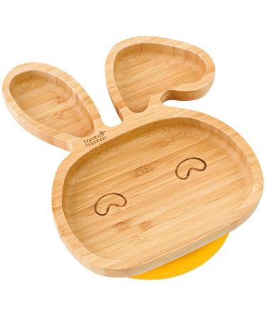 bamboo bamboo Baby and Toddler Suction Plate for Feeding and Weaning | Bamboo Bunny Plate with Secure Suction | Suction Plates for Babies from 6 Months (Bunny Yellow)