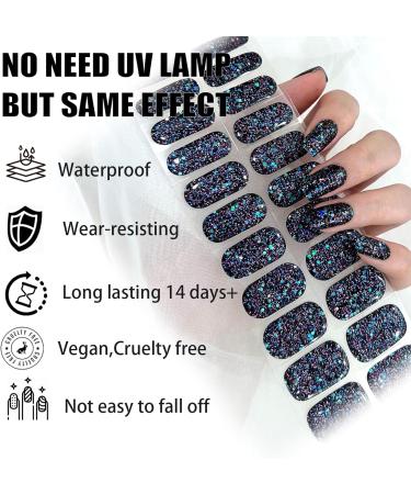 Gel Nail Wraps Gel Nail Stickers 20 Stickers Full-Cured Gel Nail Stickers Upgrade Glitter Gel Nail Strips Last for 15 Days - Adhesive Gel Nail Stickers Nail Art No Need UV/LED Lamp(Shining Shadows) - Buy Online on GoSupps.com