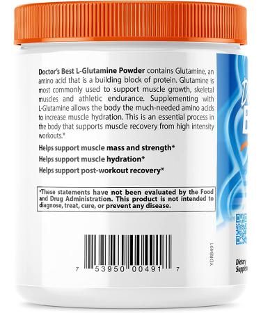 Doctor's Best Pure L-Glutamine Powder 10.6 oz - High-Quality Amino Acid Supplement - Buy Online on GoSupps.com