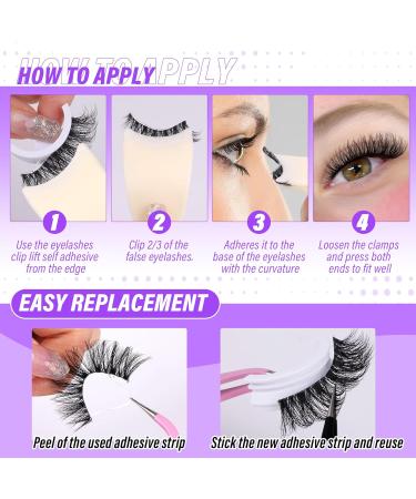 Self Adhesive Eyelashes | No Glue Needed | Natural Wispy Faux Mink Lashes | Reusable & Fluffy | Includes Lash Clip & Tweezers - 85-B - Buy Online on GoSupps.com